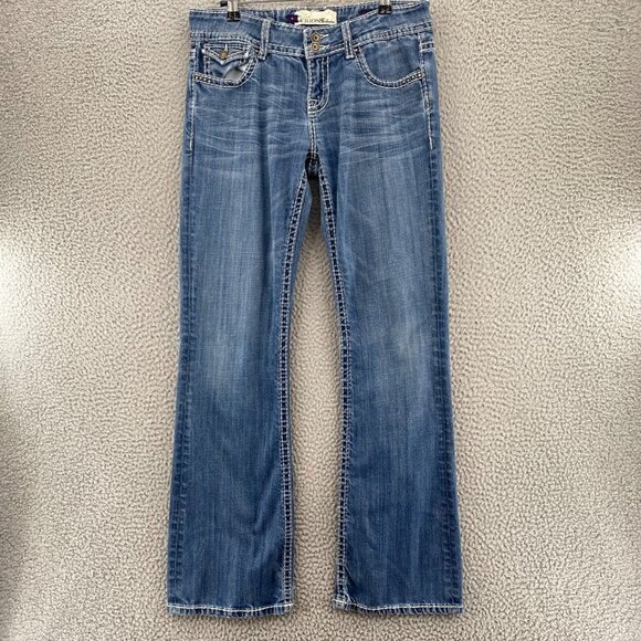 VIGOSS Jeans Womens 9 Blue Bootcut Embroidered Medium Wash Denim Stretch Casual* - Picture 1 of 13